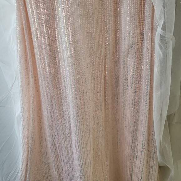 XSCAPE ! Flared Hem Sequined Mesh Gown - Picture 8 of 14